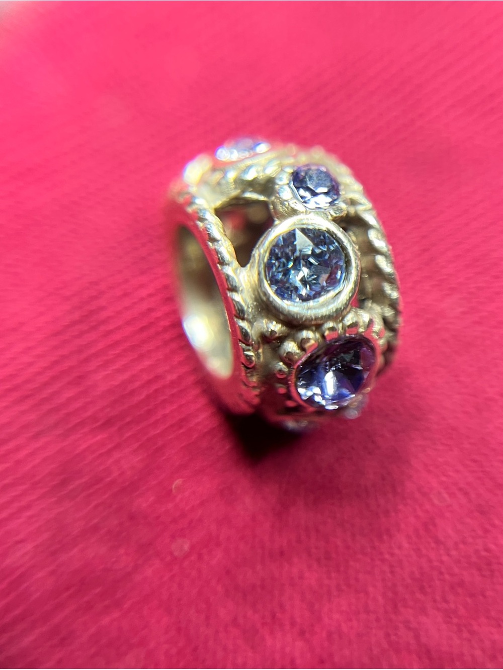 Brighton Halo Purple Blue Aqua Crystals Silver Spacer Bead